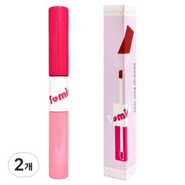 Tomini Dual Juicy Lip Gloss 10g, baby pink + cherry pink, 2 pcs / 투미니 듀얼 쥬시 립글로스 10g, 베이비핑크 + 체리핑크, 2개