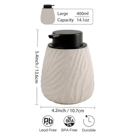 Autumnlife Foaming Soap Dispenser Ceramic - 14oz Foam Hand Soap Dispenser Bathroom, Refillable Dish Dispenser with Pump, Modern Foam Pump Bottles for Bathroom & Kitchen