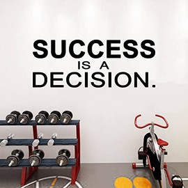 Wall Decals for Men, Inspirational Wall Stickers, (Easy to Apply), Vinyl Decor Art Teamwork Positive Work Goals Quotes Gym Office Living Room Bedroom Home Family Sayings, Success is A Decision 41"X16"