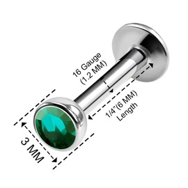 Monroe Surgical Steel Labret Earrings 1.2 mm 16 g Pack of 2, Stainless Steel