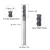 QUARKZMAN Square Nose Cutter, 1/8" Tip Diameter, Solid Carbide, AlTiN