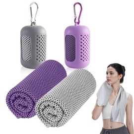 YqsIbth Cooling Towels, 2 Pcs Fast Drying Towels, 90x30cm Soft Breathable Cool Towel Microfibre Sweat Towel for Work Out Sports Travel (Gray/Purple)