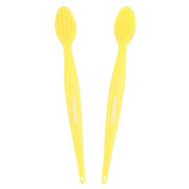 Lip Scrub Brush,Double-Sided Silicone Exfoliating Lip Brush Tool for Smoother and Fuller Lip Appearance,Yellow,2pcs