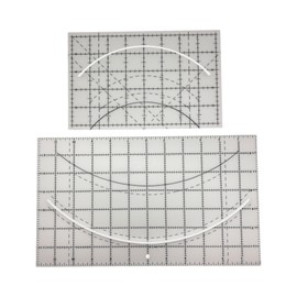 Quilting Ruler Set with Curved Templates, Clear Acrylic with Grid Lines and Angle Markings, 2-Piece
