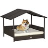 PawHut PawHut Wicker Dog House Outdoor with Canopy, Rattan Dog
