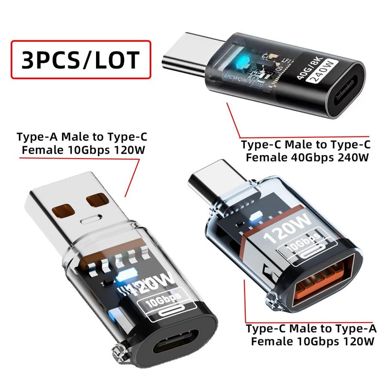 CY 3 Pieces/Lot Type C Smart LED USB-C to USB