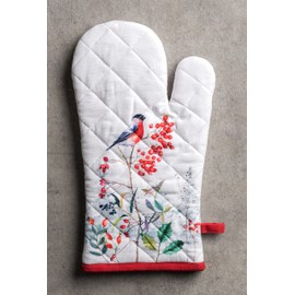 Maison d' Hermine Oven Mitt + Pot Holder 100% Cotton Kitchen Oven Mitts (19cm x 33cm) & Pot Holders (20cm x 20cm), Chef, Women & Men, Wedding, Morzine - Thanksgiving/Christmas