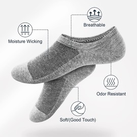 SIXDAYSOX No Show Mens Socks Non Slip 8 Pack Breathable Ondo Low Cut Socks Women Invisible Cotton Socks Size 9-11