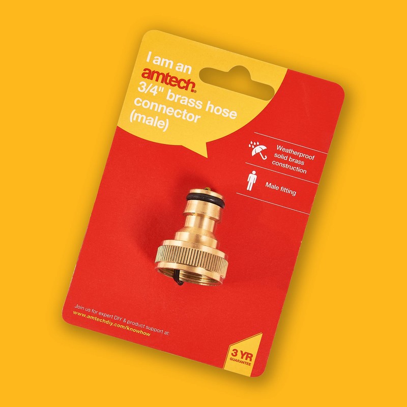 Amtech U2515 19mm (3/4") Brass Hose Connector - Male