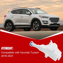 SecosAutoparts Windshield Washer Reservoir Tank W/Cap, Compatible with Hyundai Tucson 2016-2021# 98620-D3100 98620-D3000, Without Sensor NO Pump