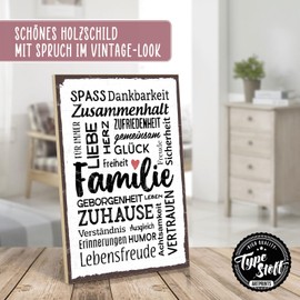 TypeStoff Wooden Sign with Saying - Family - Vintage Look with Quote as Gift and Decoration on Joy, Safety and Mindfulness - HS-00418