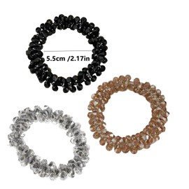 4 Pcs Rhinestone & Pearl Hair Scrunchies - Elastic Crystal Ponytail Holders, Stretchy Beaded Hair Bands for Women/Girls - Daily, Parties, Workouts Hair Accessories