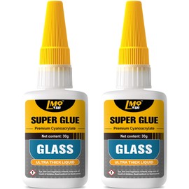 Glass Super Glue Liquid, Clear Instant Cyanoacrylate Adhesives for Glass Repair Food Safe, All Purpose CA Glue for Shoe Ceramic Plastic Leather Model Metal Wood Pottery Aquarium Porcelain Stone, Thick