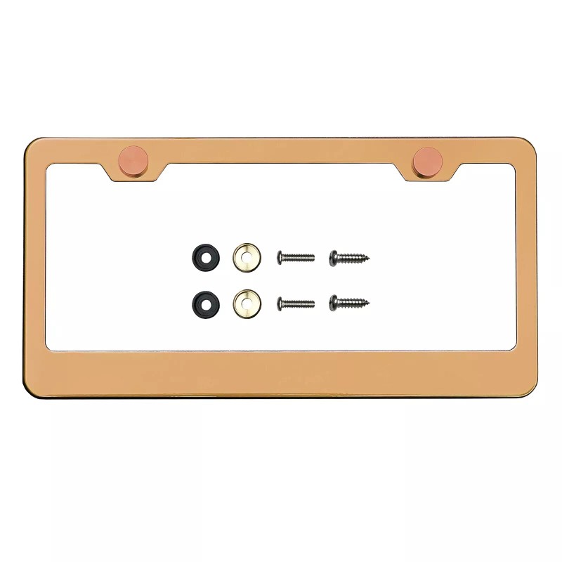 KA License Plate Frame Rose Gold Mirror Chrome Stainless Steel