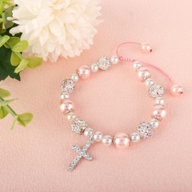 Shoppawhile Kommunion Geschenke für Mädchen Armband Erstkommunion Geschenke Mädchen Armband mit Kreuz