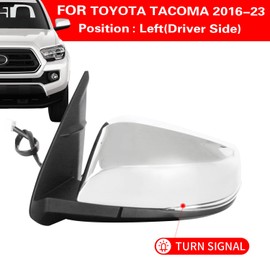 Marretoo Letf Driver Side Mirror replacement for TOYOTA Tacoma 2016-2023 Accessories 8 pins Heated Turn Signals Light Power Adjusted Glass With Blind Spot Monitoring(BSM) TO1320360, 8794504080 CHROME