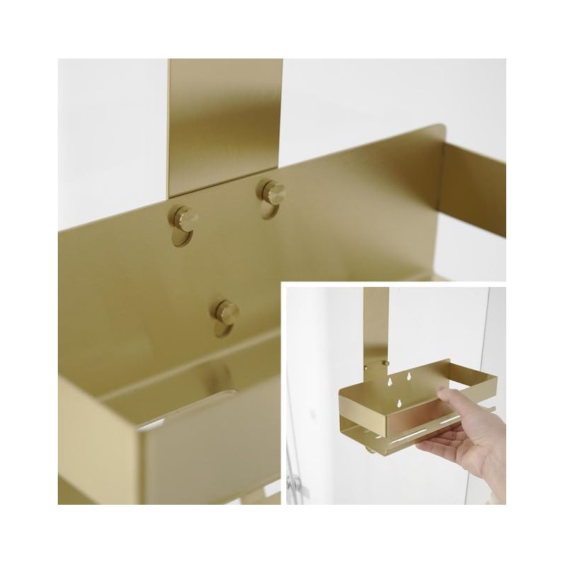 Hiendure Gold Shower Caddy Over Shower Door - 2 Tier