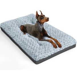 POCBLUE Deluxe Washable XL Dog Bed Dog Crate Mat 42 inch Comfy Fluffy Kennel Pad Anti-Slip for Dogs Up to 90 lbs, 42" x 28", Grey