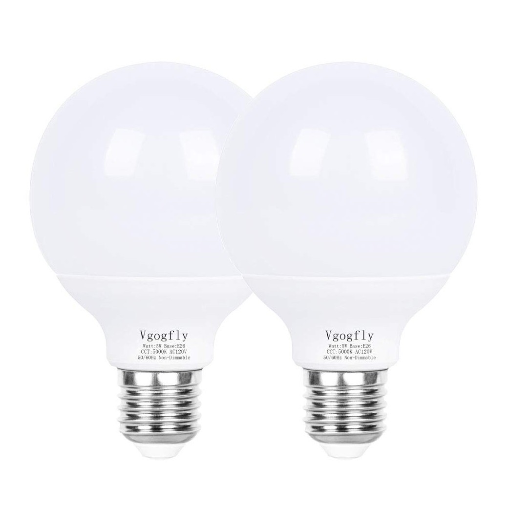 Bathroom Light Bulbs 5W G25 Led Vanity Bulb Round Globe Led Light for Mirror 2700K Warm White 2 Pack