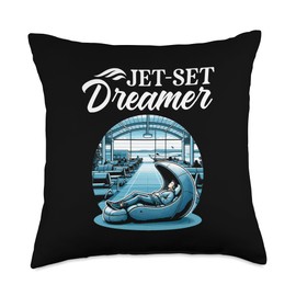 Airport Sleep Pod International World Traveler Travel Lover Throw Pillow