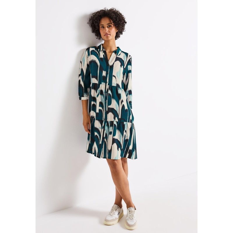 Street One Women's Patterned Tunic Dress, Tide Blue