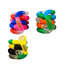Tangle Jr. Brain Tools Textured Sensory Fidget Toy, 3 Pack, Green Yellow Black, Blue Orange Green, Red Pink Blue