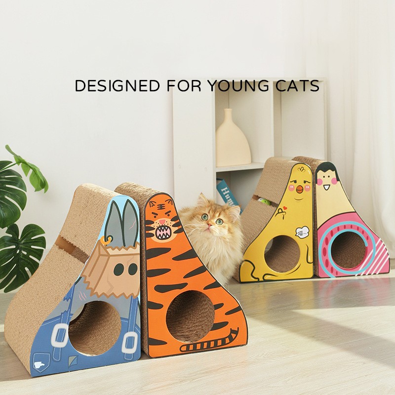 Triangle Cat Scratcher Slope Corrugated Cardboard Slope Vertical Pad with