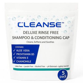 Deluxe Rinse Free Shampoo and Conditioning Cap – 5 Pack – Waterless Shampoo and Conditioning Shower Cap - No Rinse Shampoo Caps for Seniors - Use Anytime Anywhere – 3 Minutes - No Water Wash - Cleanse