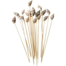 FSSTUD 100 Pieces Seashell Cocktail Picks Beach Party Chopsticks Tropical Seashell Drinks Toothpicks Holiday Appetizers Summer Theme Cupcake Picks Luau Fruit Sticks Skewers Conch