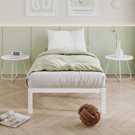 Cieemine 12 Inch Twin Bed Frames, Heavy Duty Metal Twin Platform Bed Frame, No Box Spring Needed, Easy Assembly, Noise-Free, White