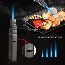SAMNIU FireSaber Kitchen Solar Torch Butane Lighter, with safety lock, refillable & fits all gas tank, Adjustable Flame for Desserts, caramel pudding, grill, BBQ, Father's Day gift for men dad