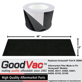 GOODVAC Replacement for 29500 Honeywell Air Purifier HEPA Filter. Included One Odor Absorbing Pre-Filter wrap