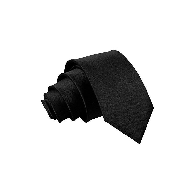 DQT Plain Glossy Satin Polyester Wedding Neck Tie for Boys
