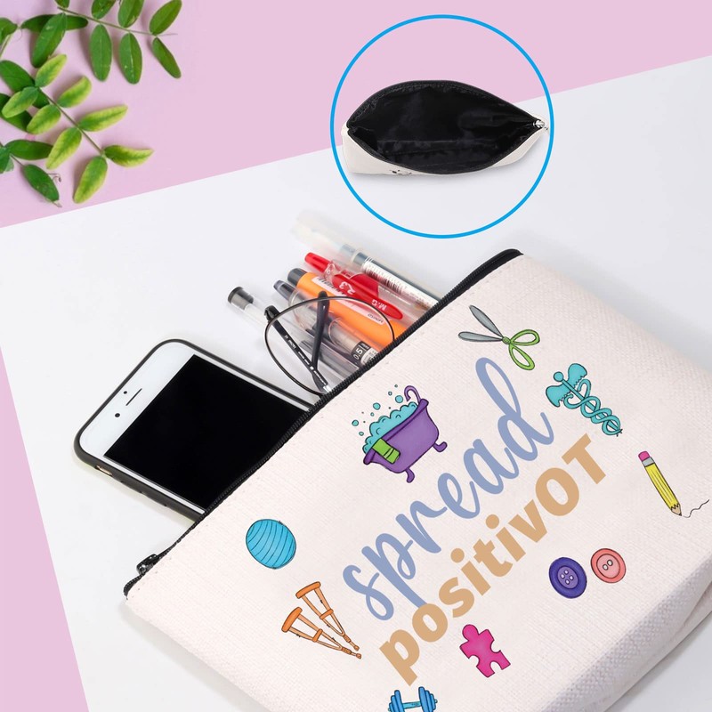 GJTIM Occupational Therapy Therapist Gift OT Makeup Bag Spread positivOT