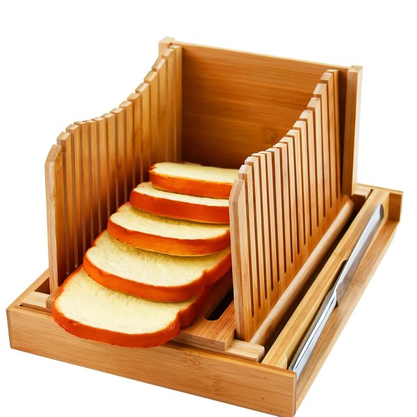 Generic Bread Slicer with Adjustable Guide, Knife, and Serving Tray,