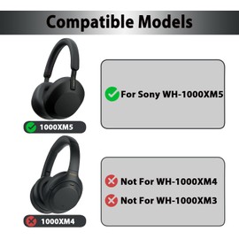 Adhiper Replacement Earpads for Sony WH-1000XM5 Noise Canceling Headphones, Ear Cushions with Soft Cooling Gel,Memory Foam Headphone Earpads(Black)