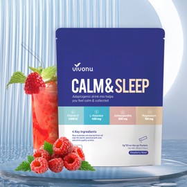 VivoNu Calm & Sleep Powdered Drink Mix Raspberry L Theanine Ksm-66 Ashwagandha Magnesium Glycinate Vitamin D 3 Supplements for Relaxation & Focus No Sugar Non GMO