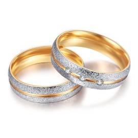 NUNCAD Gold Stainless Steel Promise Ring for Women 6mm Gold Engagement Promise with Zircon Size T 1/2