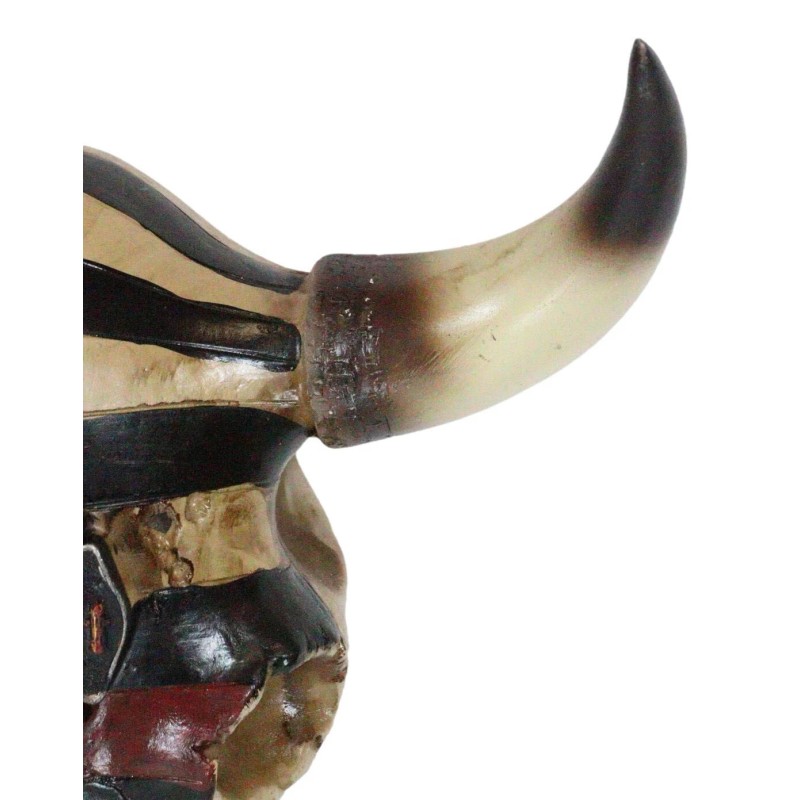 Western Bison Bull Cow Skull With USA Flag Maltese Fire