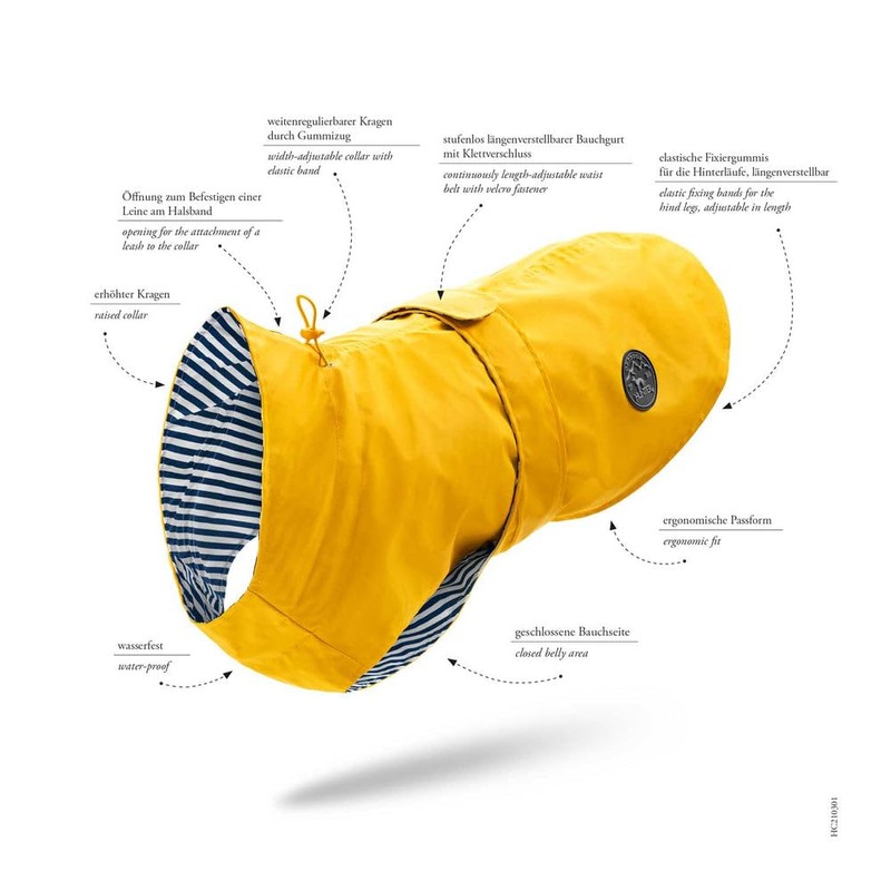 Milford Dog Raincoat Blue, Size 50