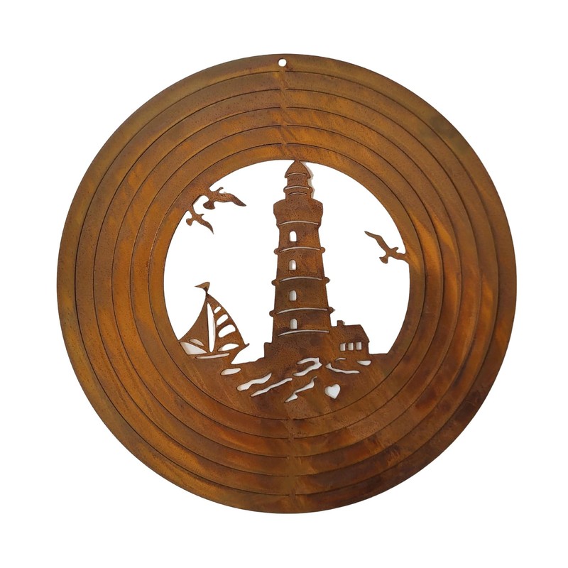 Wind Chime for Outdoor Use in 3D Lighthouse in Rust