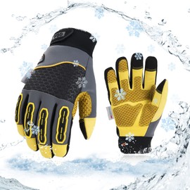 Vgo... 1Pair -20℃/-4°F COLDPROOF,Winter Safety Work Gloves,Water resistant & Windproof Gloves(Size L,Gray,CA7724FLWP)