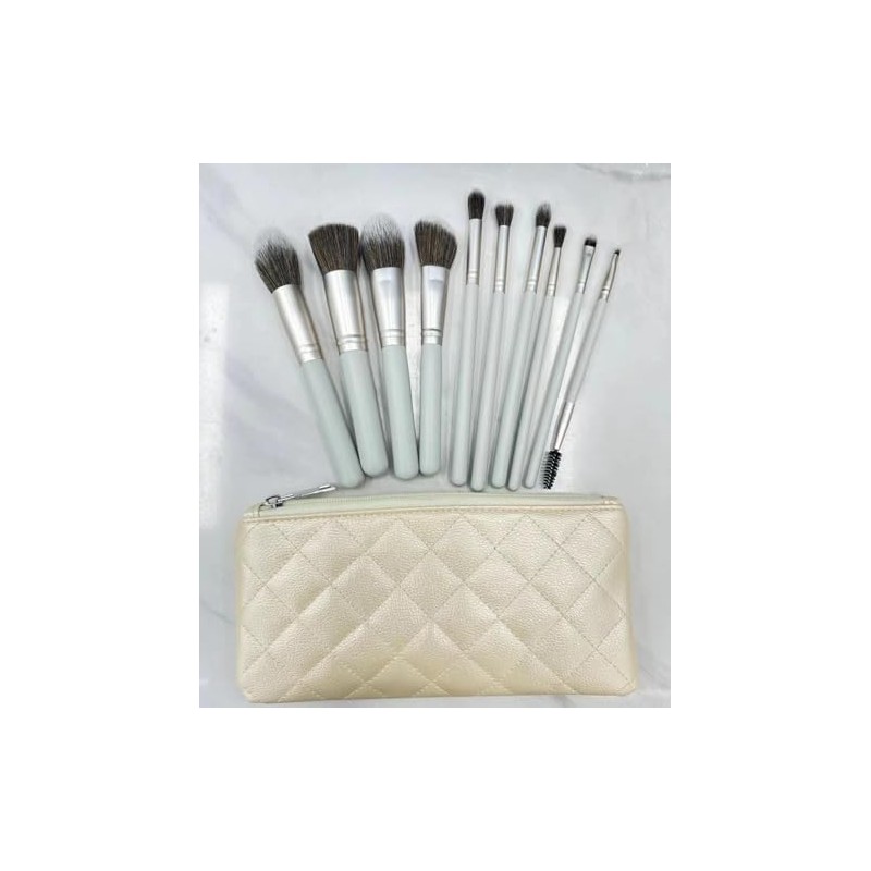 Makeup brush set, New 10pcs wooden handle gray makeup brush