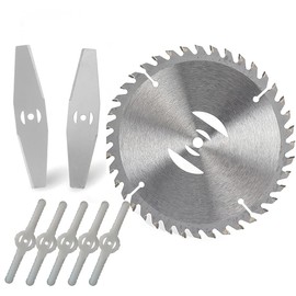 8 Pack Grass Trimmer Blade Heads Replacements- 40 T Blade & 2 Stainless Steel Blade & 5pcs Plastic Blades, Carbide Blade Tip Brush Cutter Trimmer Weed Eater Blade for Electric Lawn Mower Set