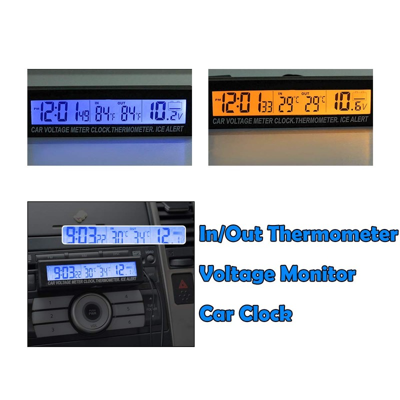 Riloer Universal Auto Dashboard Digital Clocks with Blacklight and LCD