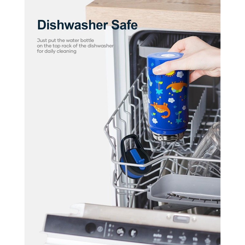 BUZIO Toddler Stainless Steel Drinking Bottle with Straw Leak-Proof Pack