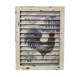 Nearly Natural 7025 Rooster Window Shutter Wall Decor Cream