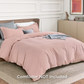 Bedsure Twin/Twin XL Duvet Cover Kids - Soft Double Brushed Duvet Cover Twin, 2 pcs, Includes 1 Pale Blush Kids' Duvet Cover (68"x90") with Zipper Closure & 1 Pillow Sham, NO Comforter