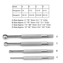 Small Drill Hole Gauge Set, Telescopic Full Round Drilling Gauge 4 Pieces Ball Shape Manganese Steel Inner Diameter Drill Hole Gauge 3-13 mm