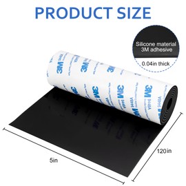 Silicone Furniture Pads, 5" x 120" Non Slip Furniture Pads Anti Skid Pads Non Slip Self Adhesive Cuttable Silicone Tape Strip Roll for Protecting Hardwood Floors Chair Wall Protector - Black